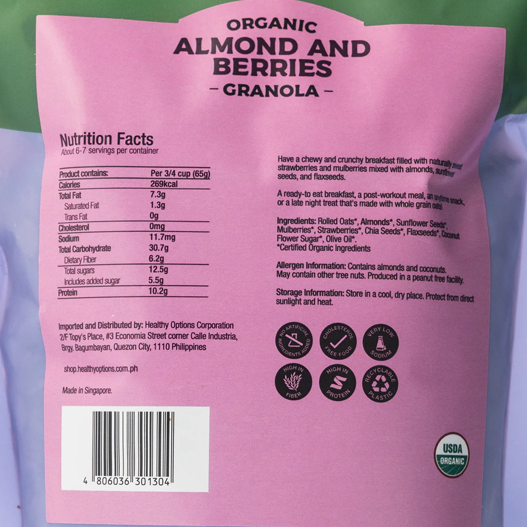 Healthy Options Organic Almond and Berries Granola 397g - Image 2