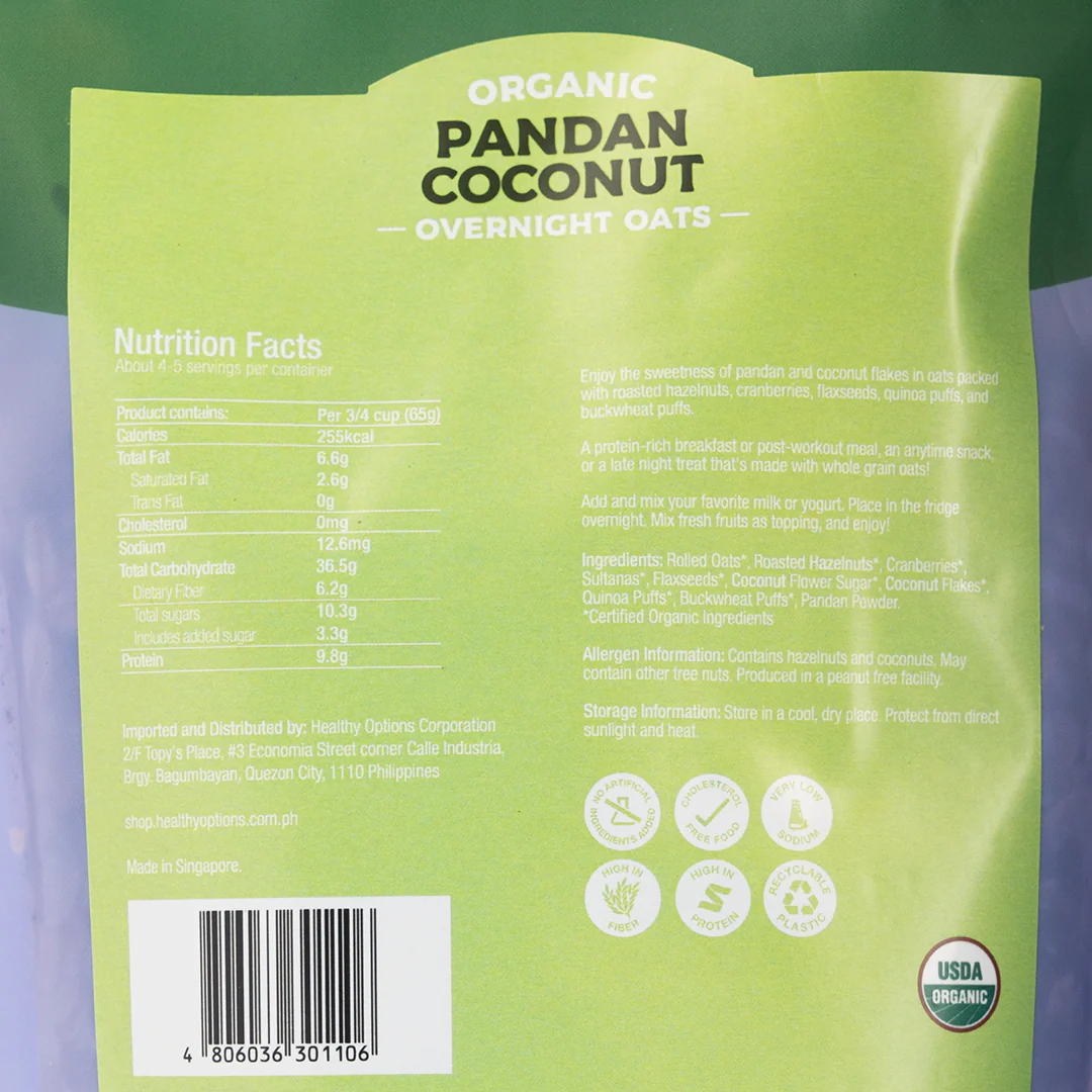 Healthy Options Organic Pandan Coconut Overnight Oats 300g - Image 2