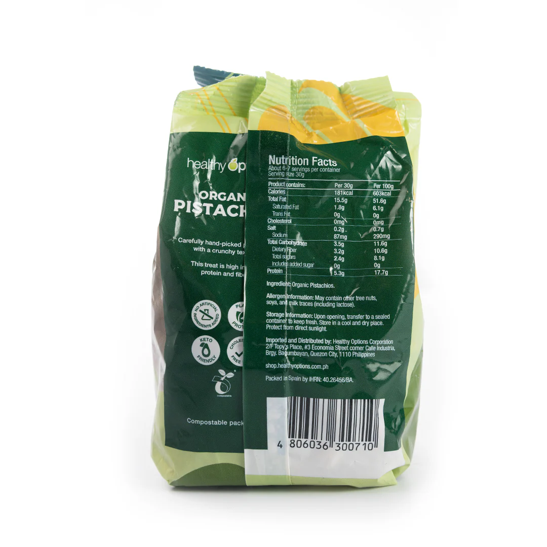 Healthy Options Organic Whole-Shelled Pistachios 200g - Image 3