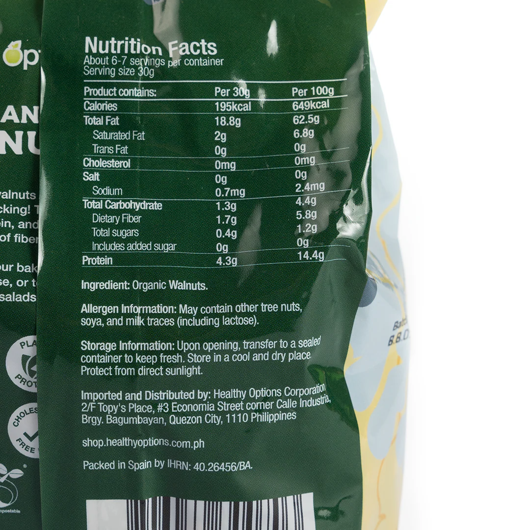 Healthy Options Organic Walnuts 200g - Image 2