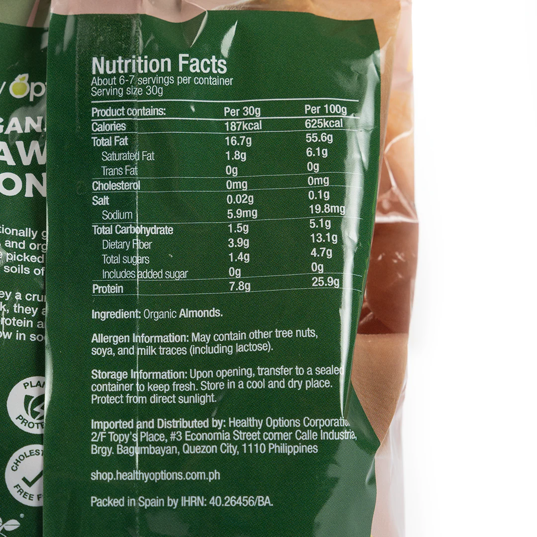 Healthy Options Organic Raw Almonds 200g - Image 2