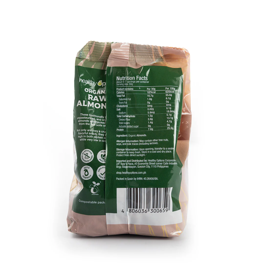 Healthy Options Organic Raw Almonds 200g - Image 3