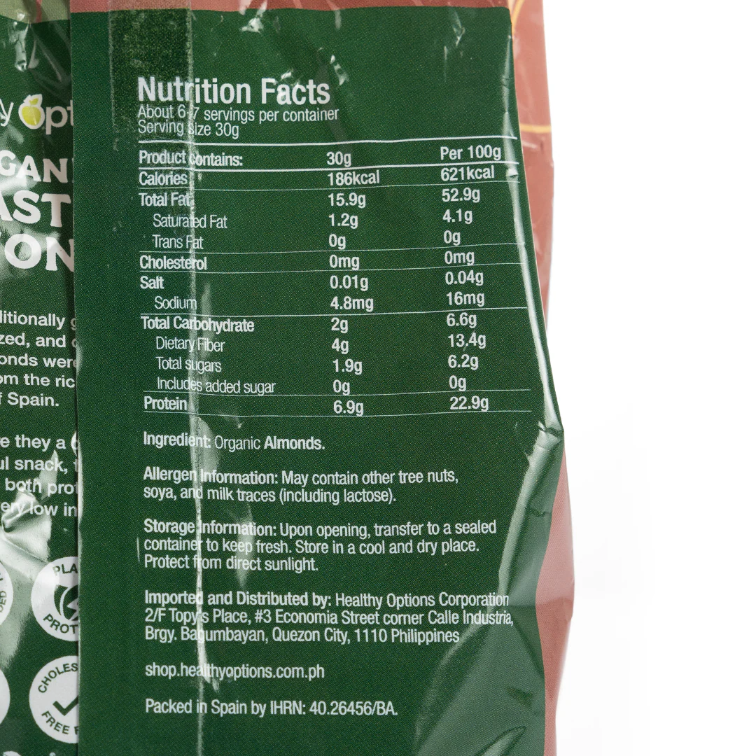 Healthy Options Organic Roasted Almonds 200g - Image 2