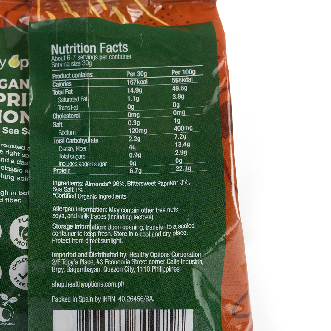 Healthy Options Organic Paprika Almonds with Sea Salt 200g - Image 2