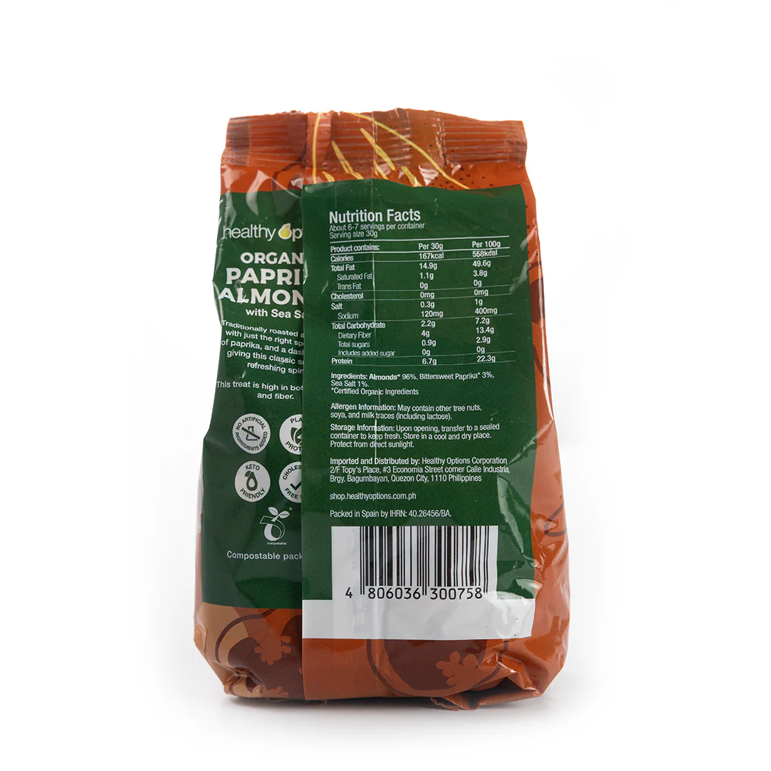 Healthy Options Organic Paprika Almonds with Sea Salt 200g - Image 3