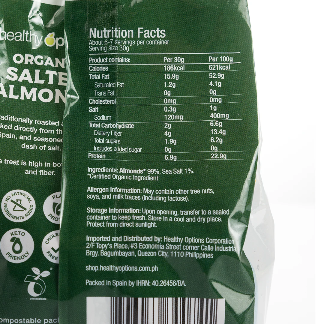 Healthy Options Organic Salted Almonds 200g - Image 2