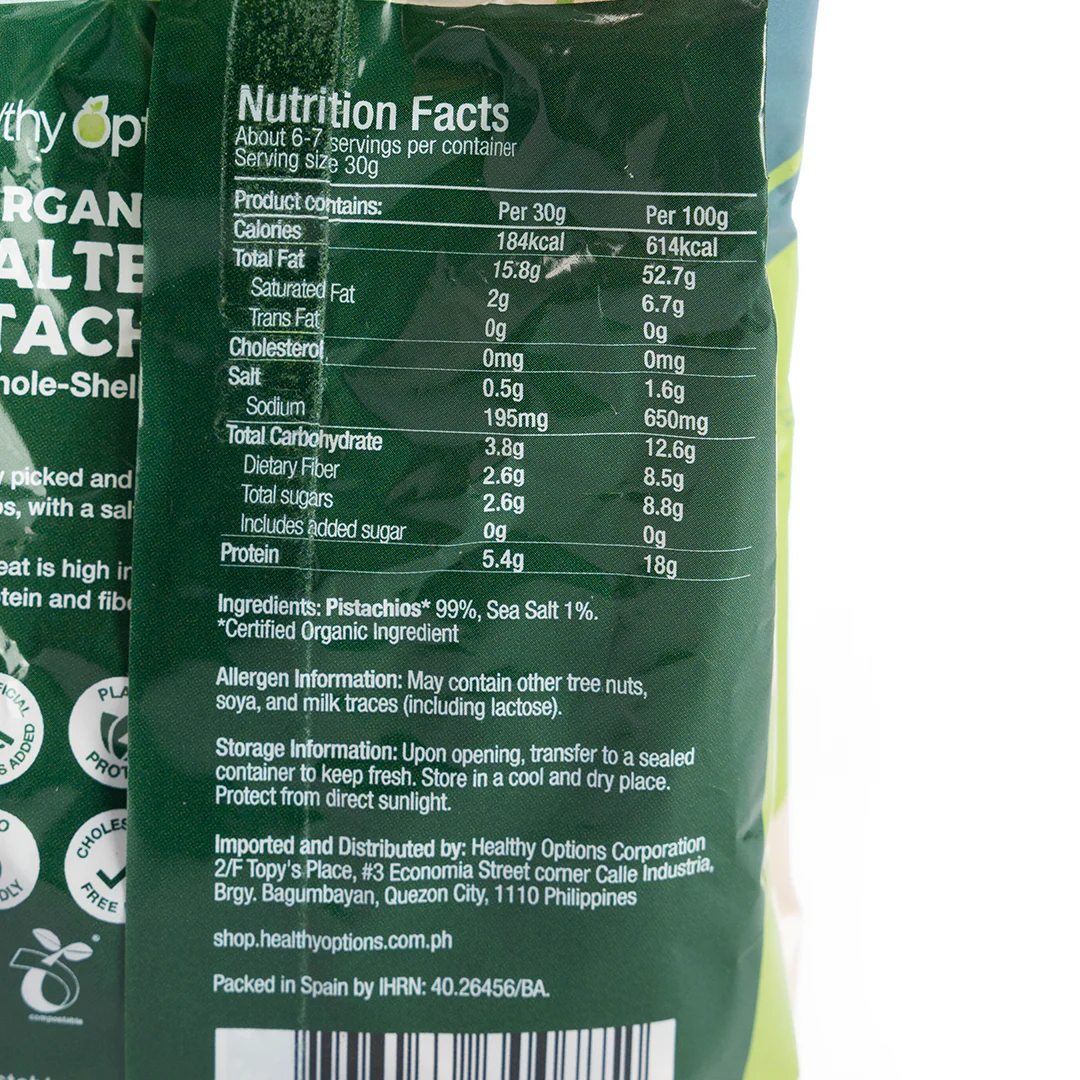 Healthy Options Organic Salted Whole-Shelled Pistachios  200g - Image 2