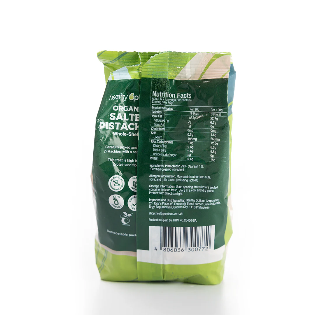 Healthy Options Organic Salted Whole-Shelled Pistachios  200g - Image 3