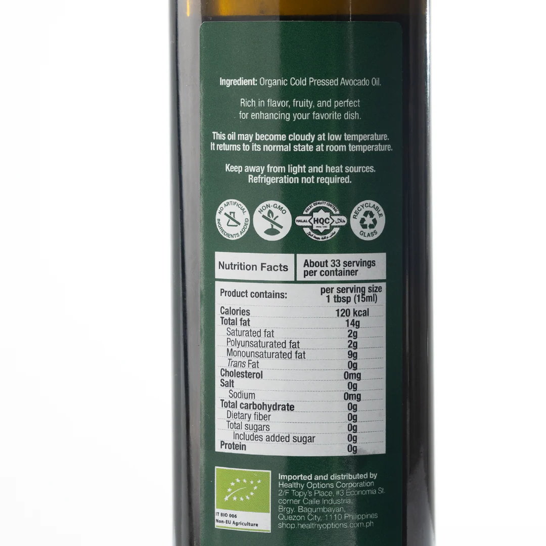 Healthy Options Organic Avocado Oil 500ml - Image 2