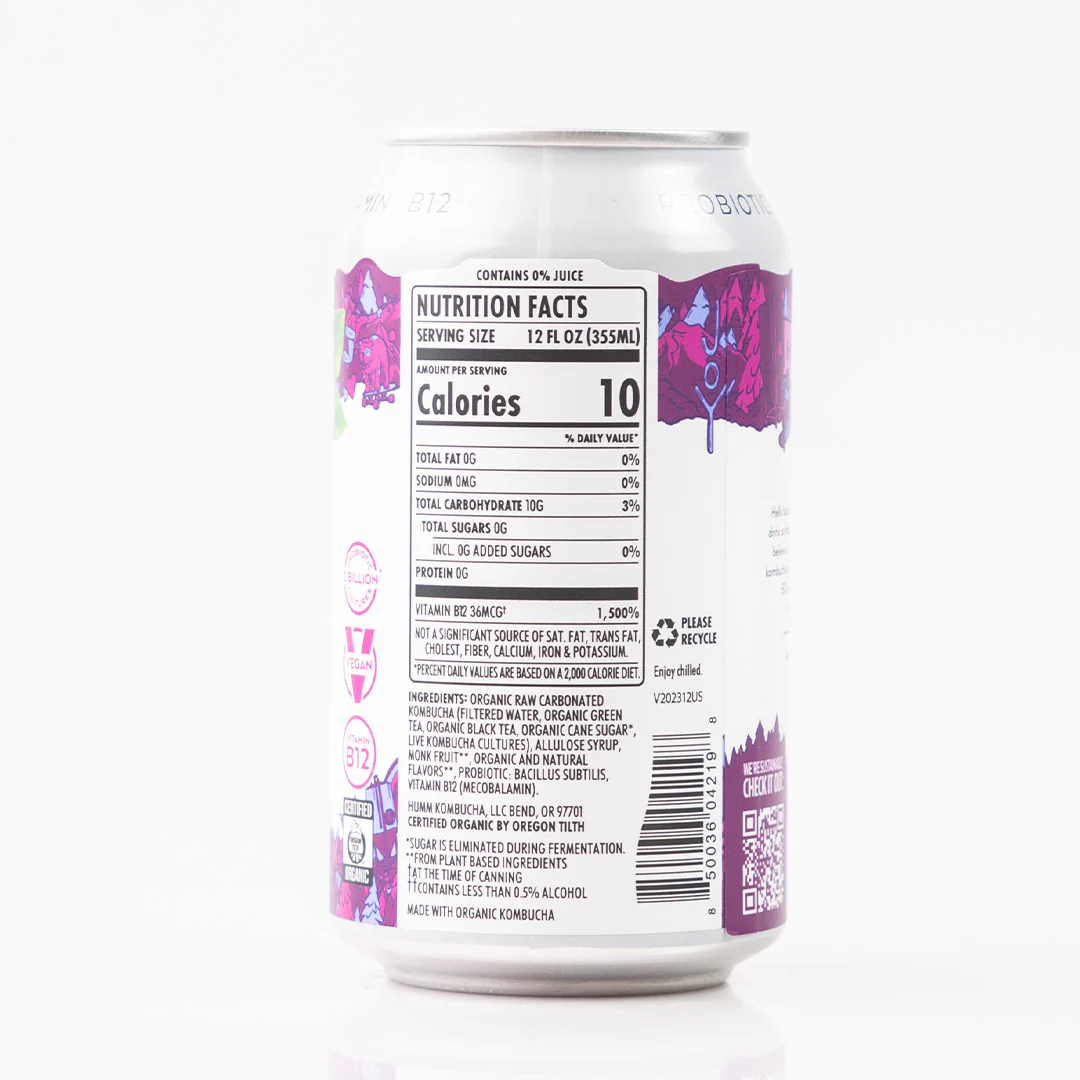 Humm Probiotic Kombucha Original Blueberry Mint 355ml - Image 3