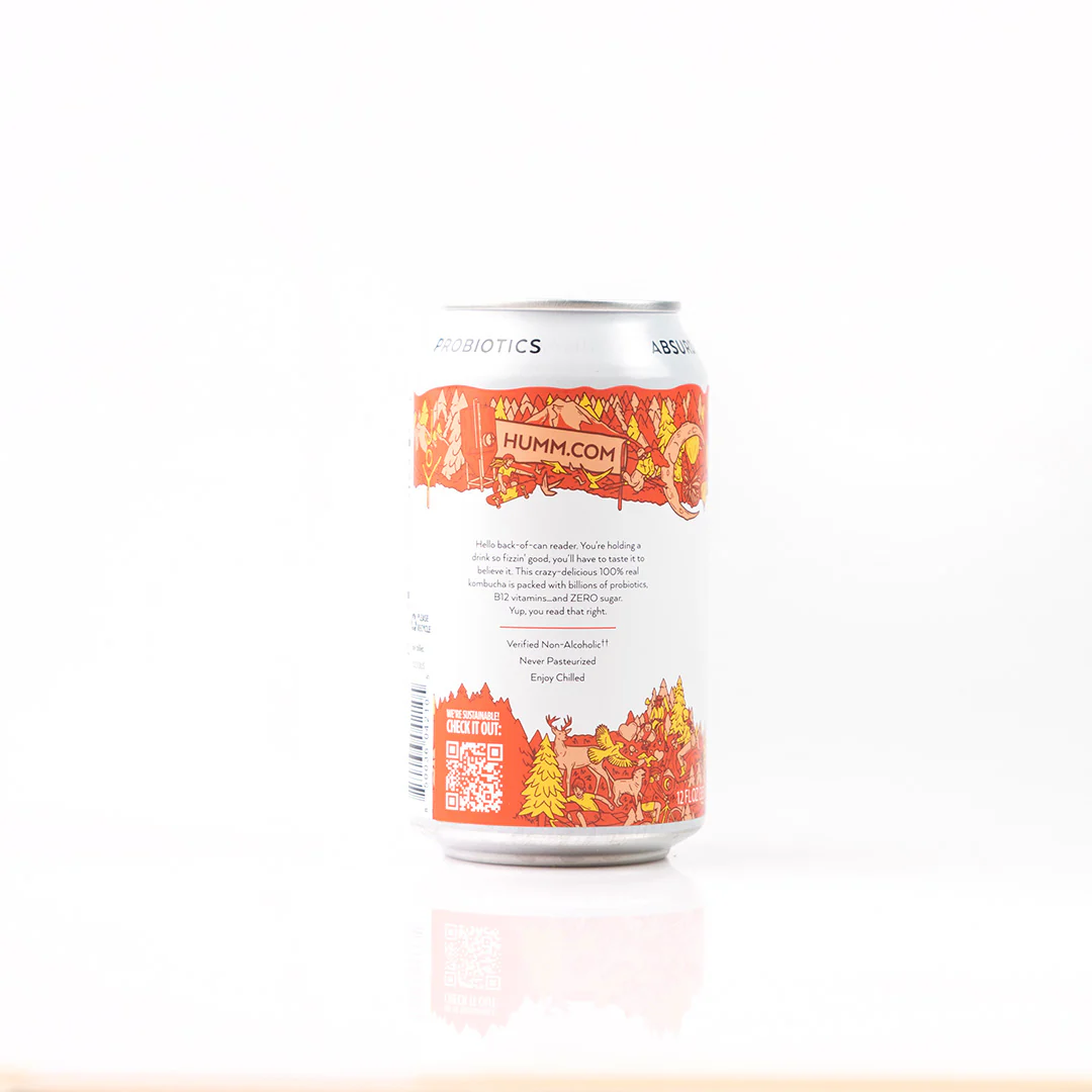 Humm Probiotic Kombucha Zero Sugar Blood Orange 355ml - Image 3