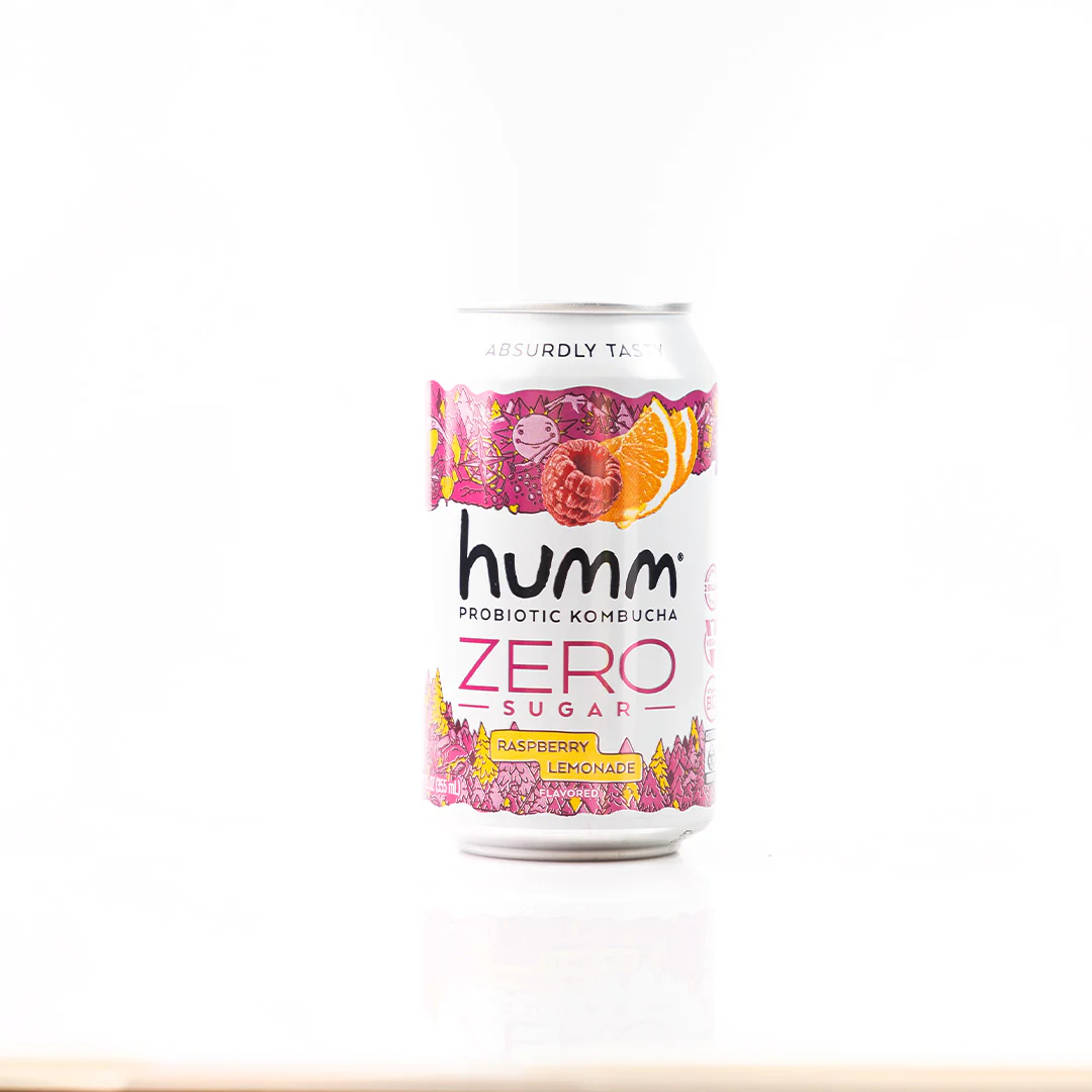 Humm Probiotic Kombucha Zero Sugar Raspberry Lemonade 355ml