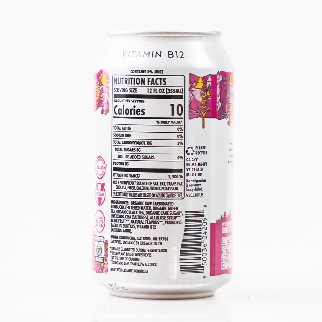 Humm Probiotic Kombucha Zero Sugar Raspberry Lemonade 355ml - Image 3