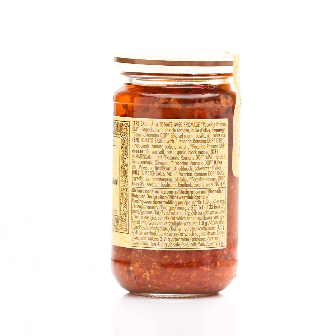 La Favorita Tomato Sauce with Pecorino Romano DOP Cheese 180g - Image 2