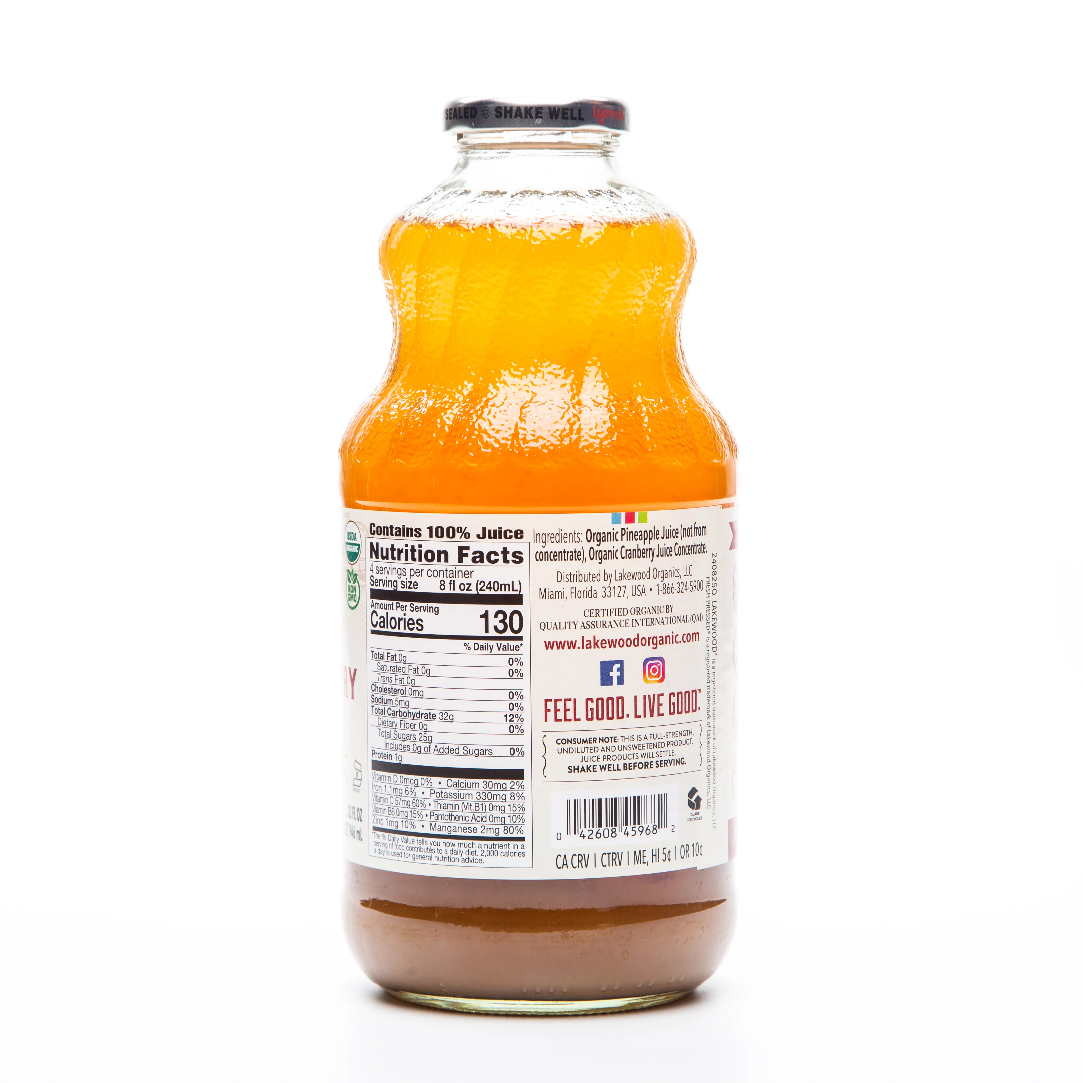 Lakewood Organic Pineapple Cranberry Juice 946ml - Image 3