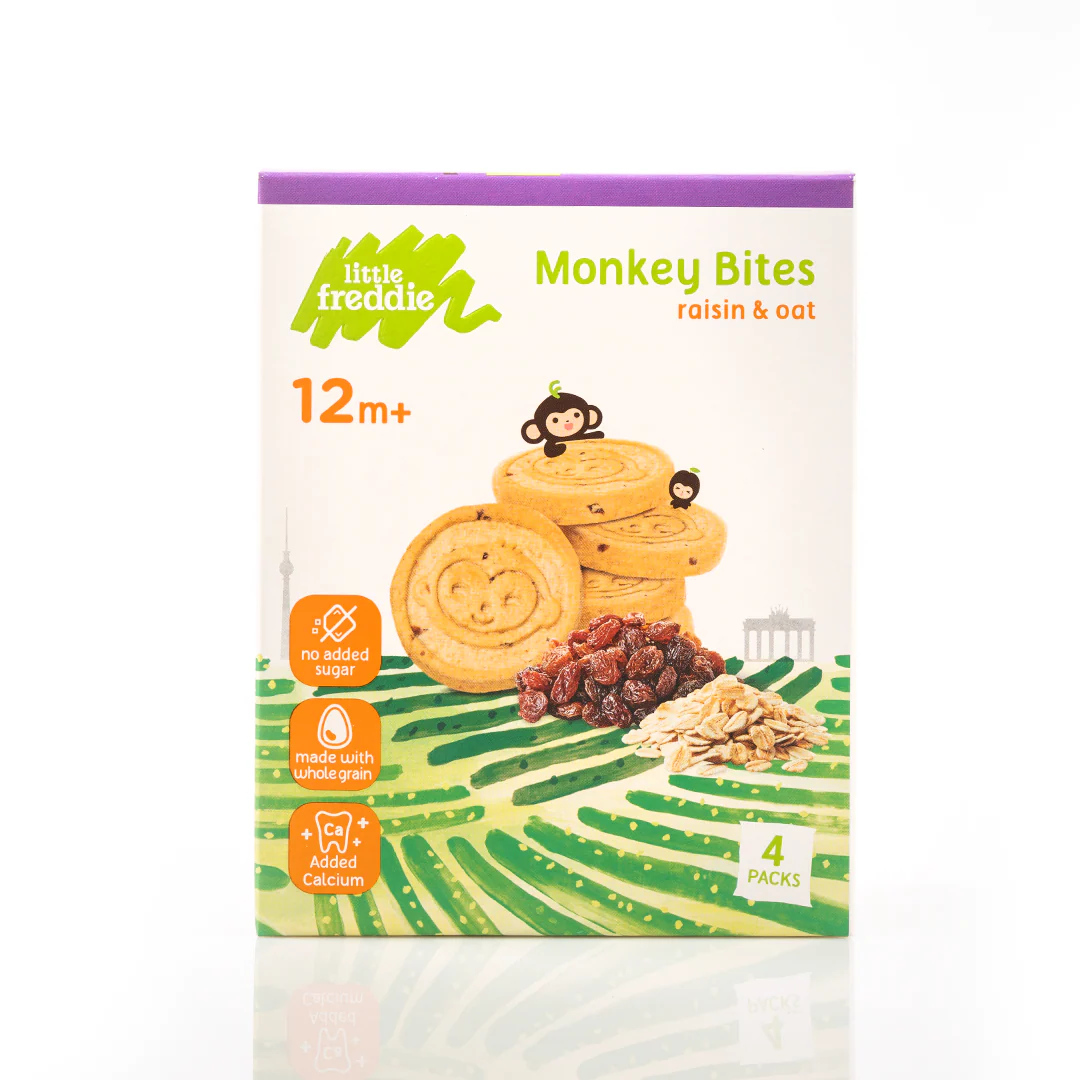 Little Freddie Monkey Bites Raisin & Oat Biscuits (20g x 4 packs)