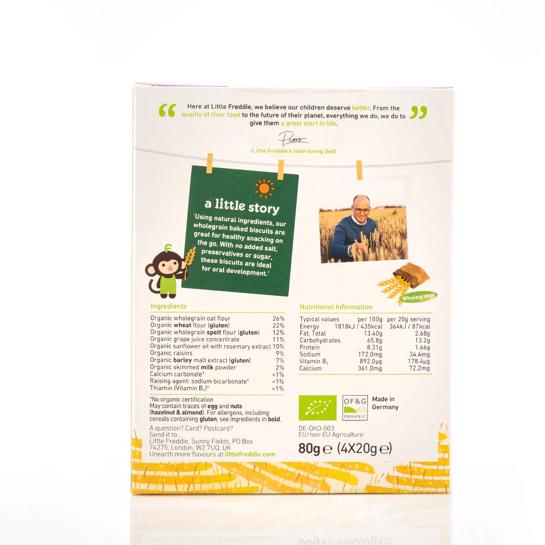 Little Freddie Monkey Bites Raisin & Oat Biscuits (20g x 4 packs) - Image 3