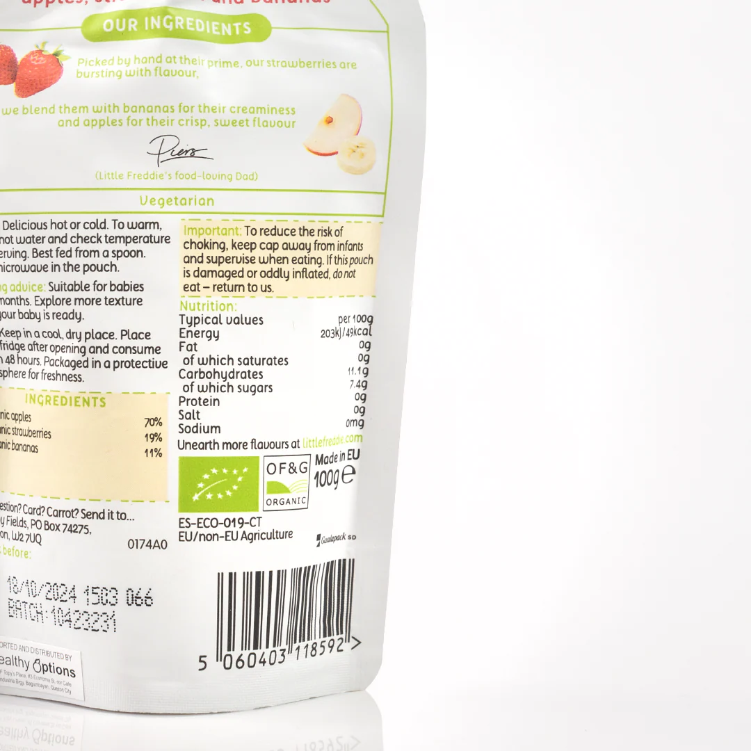 Little Freddie Fragrant Strawberries, Bananas & Apples 6+ Months 100g - Image 3