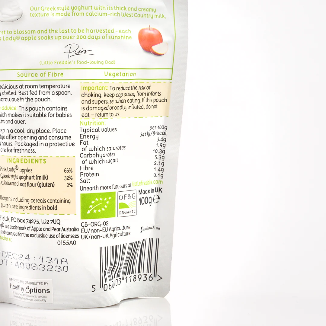Little Freddie Creamy Pink Lady Apple Greek Style Yoghurt 6+ Months 100g - Image 3