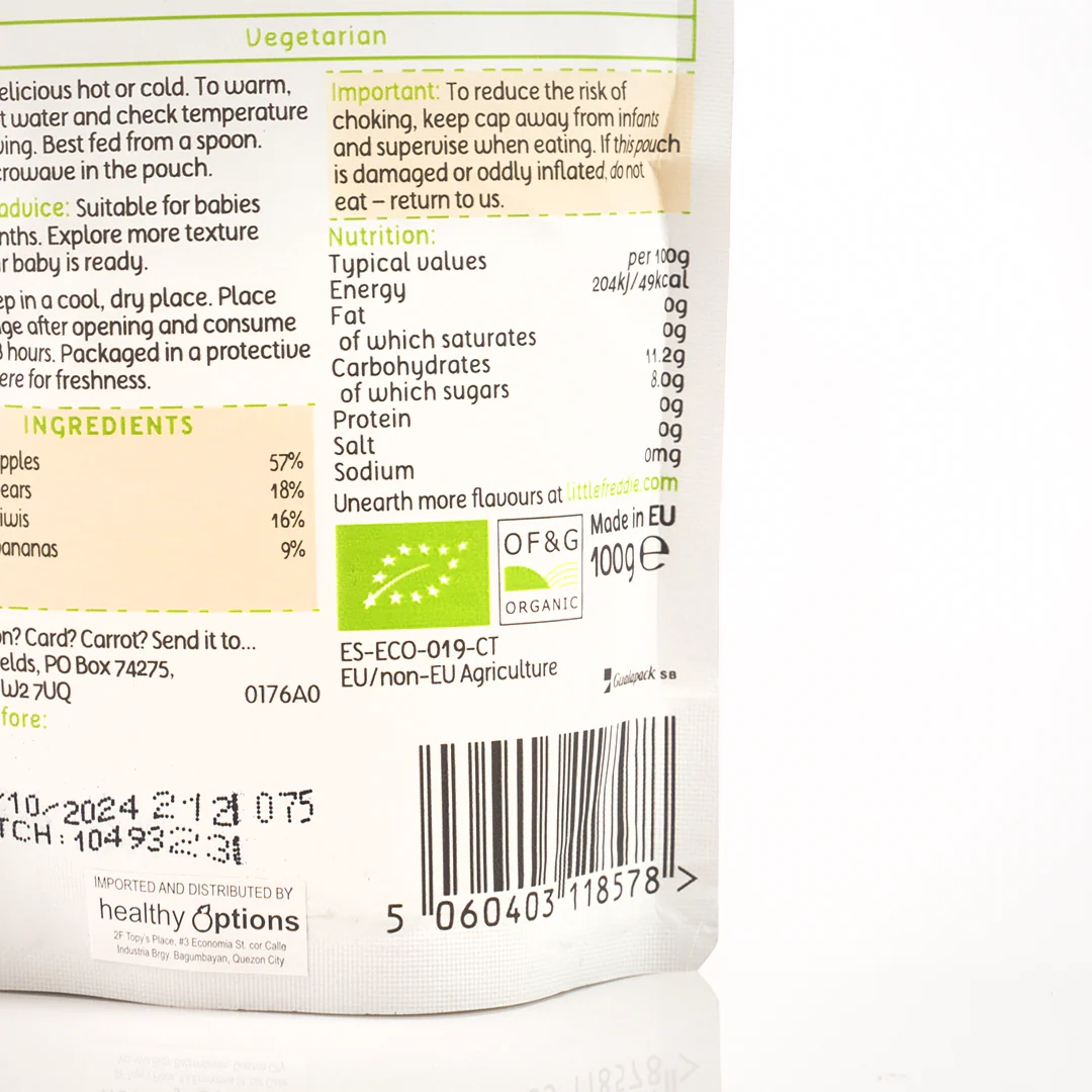 Little Freddie Zesty Kiwis, Bananas & Pears 6+ Months 100g - Image 3