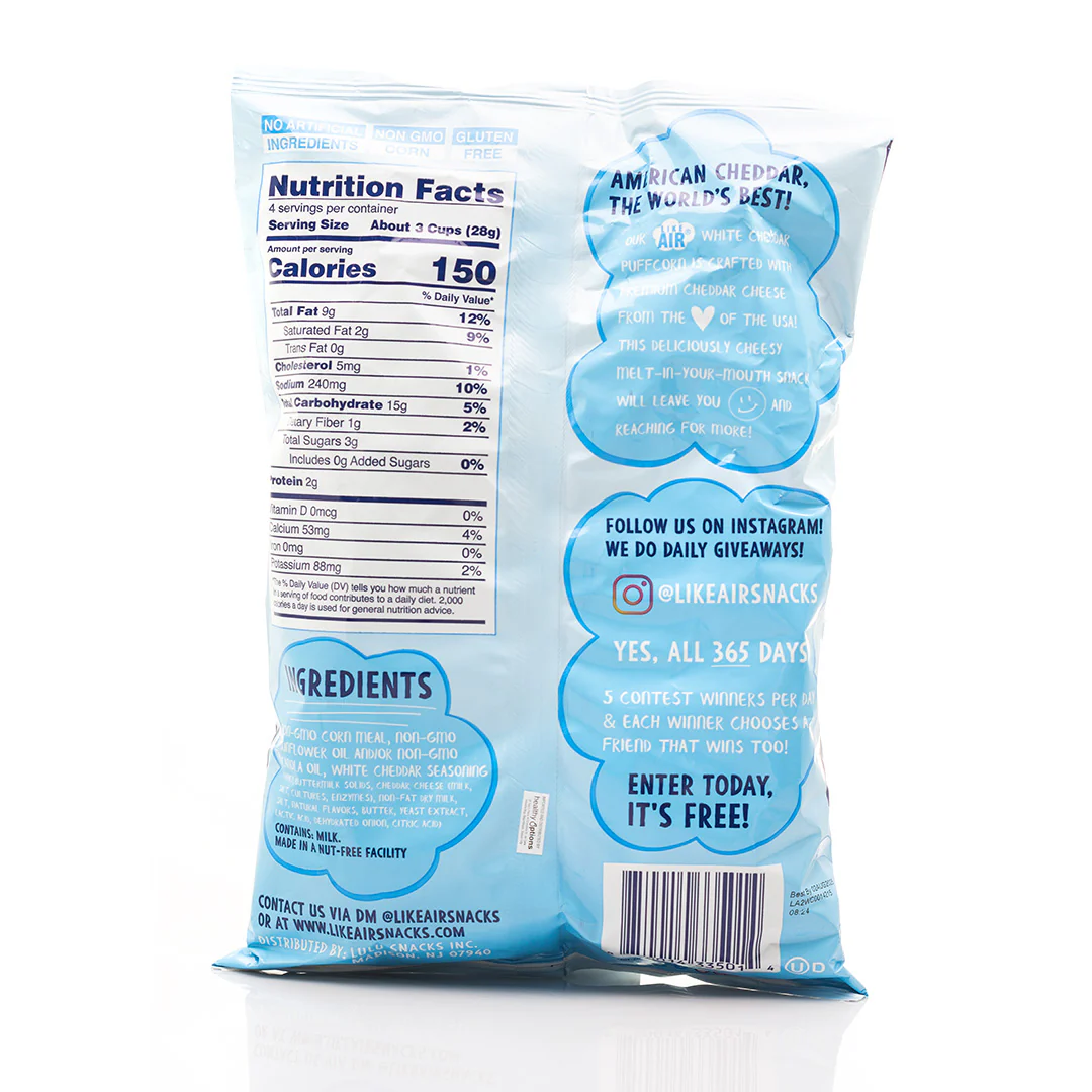 Like Air Puffcorn White Cheddar 113g - Image 2