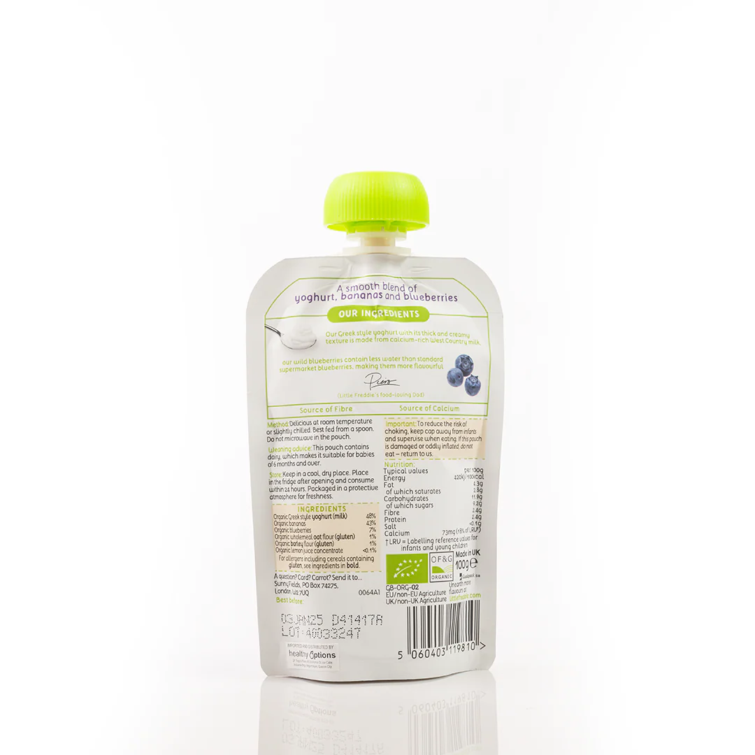 Little Freddie Creamy Blueberry & Banana Greek Style Yoghurt 6+ Months 100g - Image 3