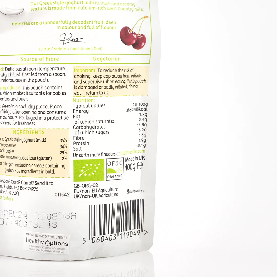 Little Freddie Luscious Cherry Greek Style Yoghurt 6+ Months 100g - Image 3