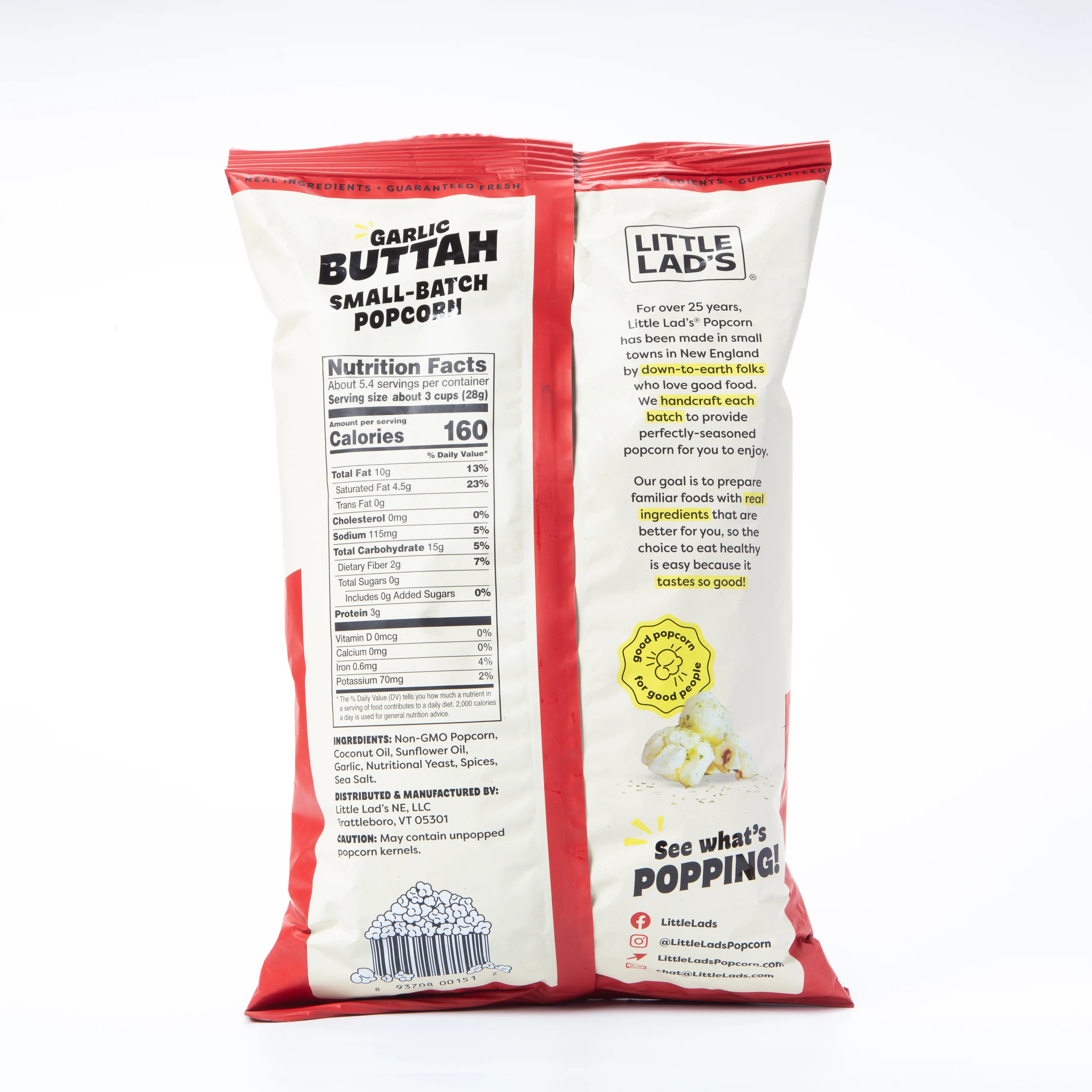 Little Lad's Garlic Buttah Popcorn 153g - Image 2