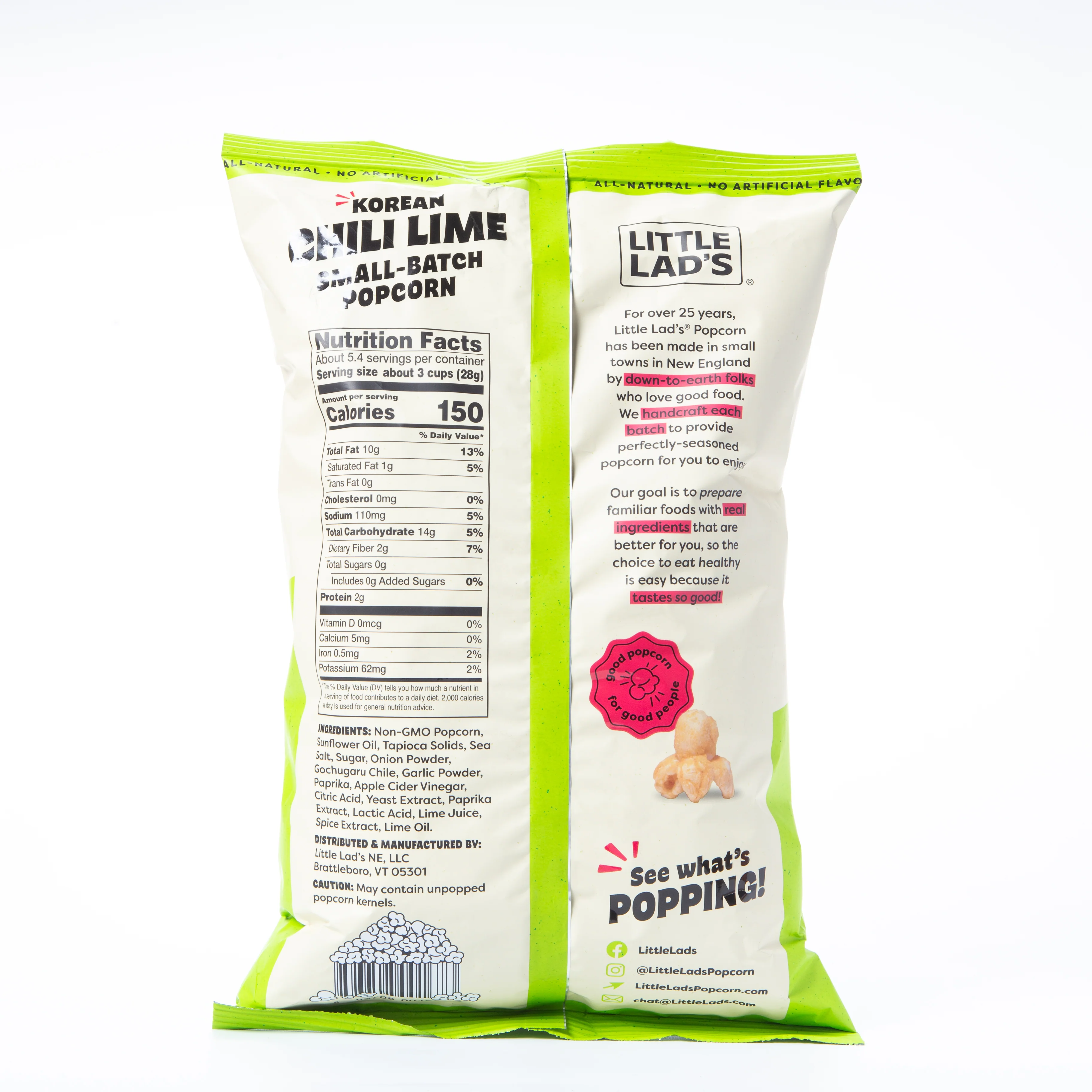 Little Lad's Korean Chili Lime Popcorn 153g - Image 2