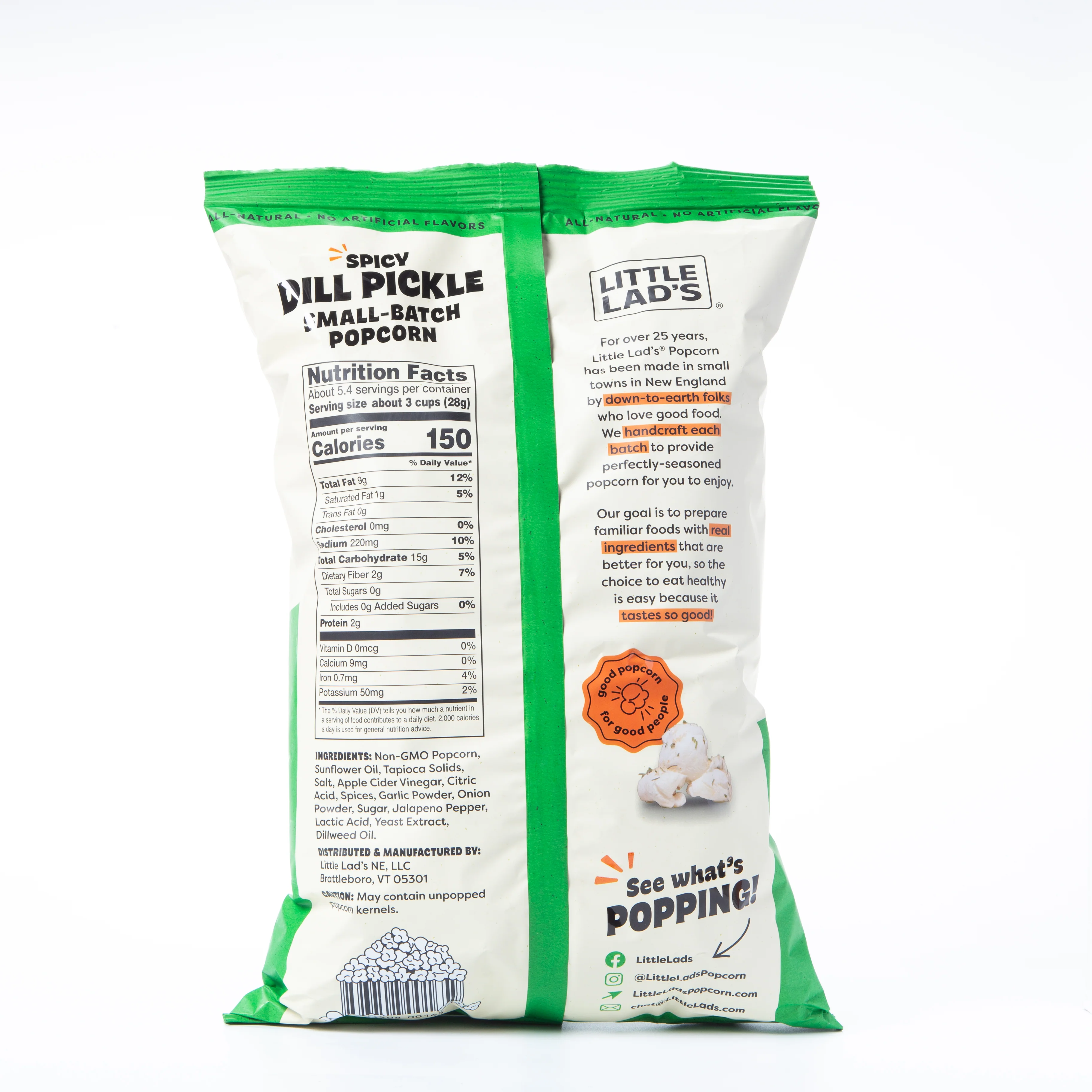 Little Lad's Spicy Dill Pickle Popcorn 153g - Image 2