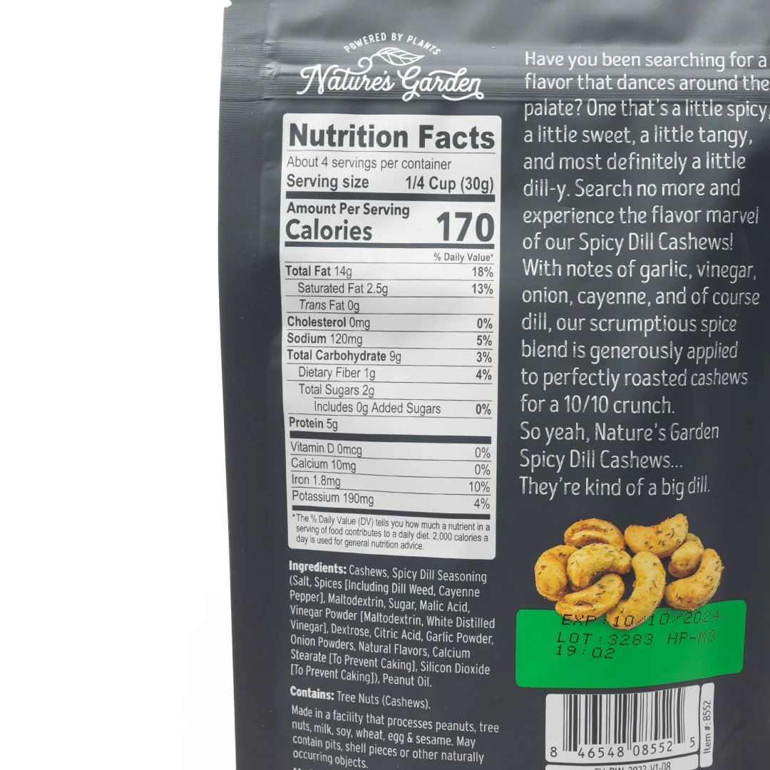 Nature's Garden Spicy Dill Cashews 113g - Image 2