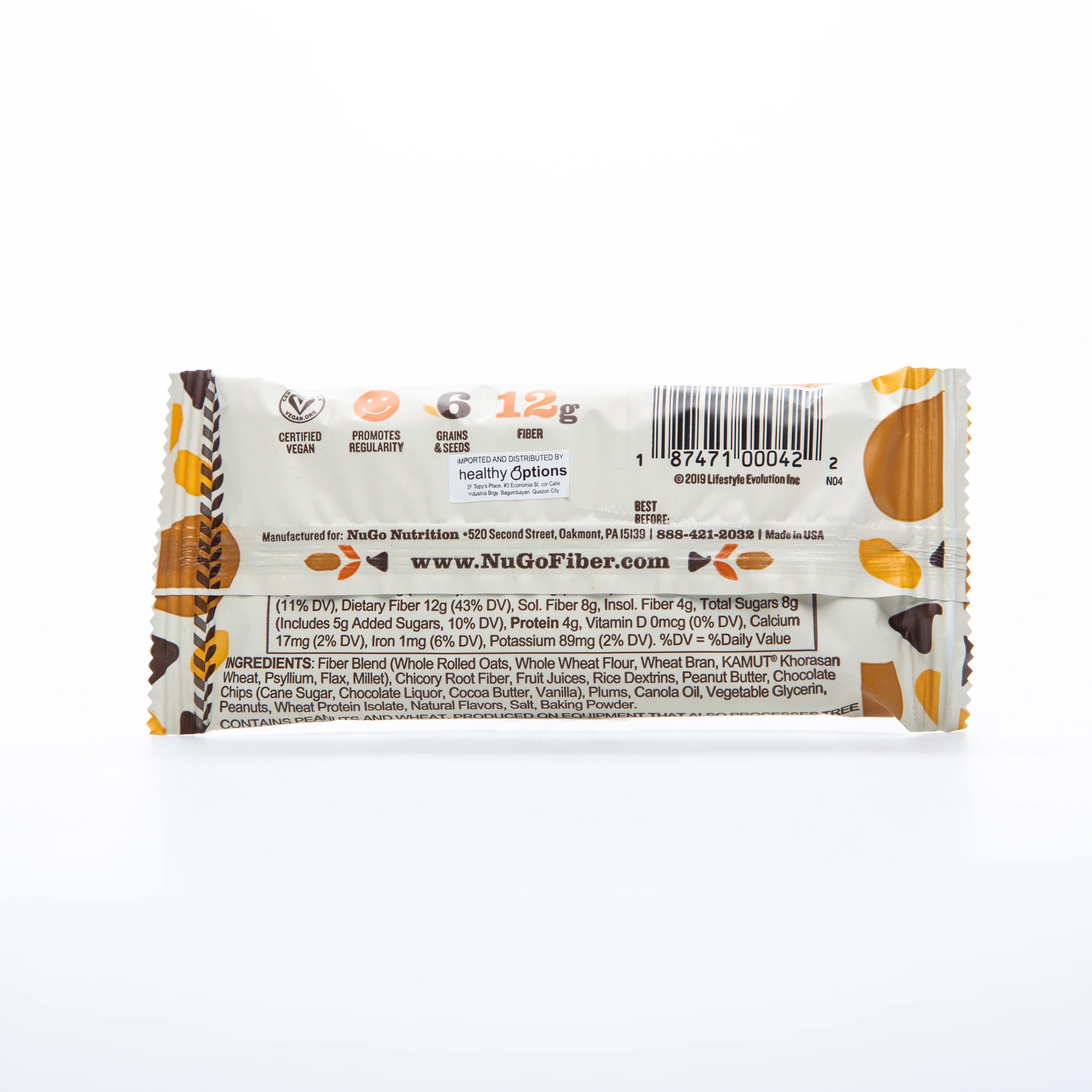 Nugo Fiber Peanut Chocolate Chip 45g - Image 3