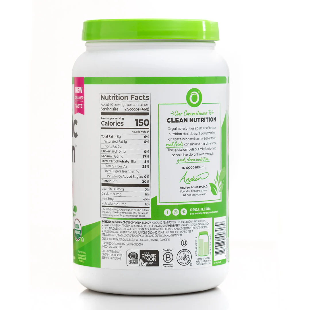 Orgain Plant-Based Organic Protein Powder Creamy Chocolate Fudge 920g - Image 3