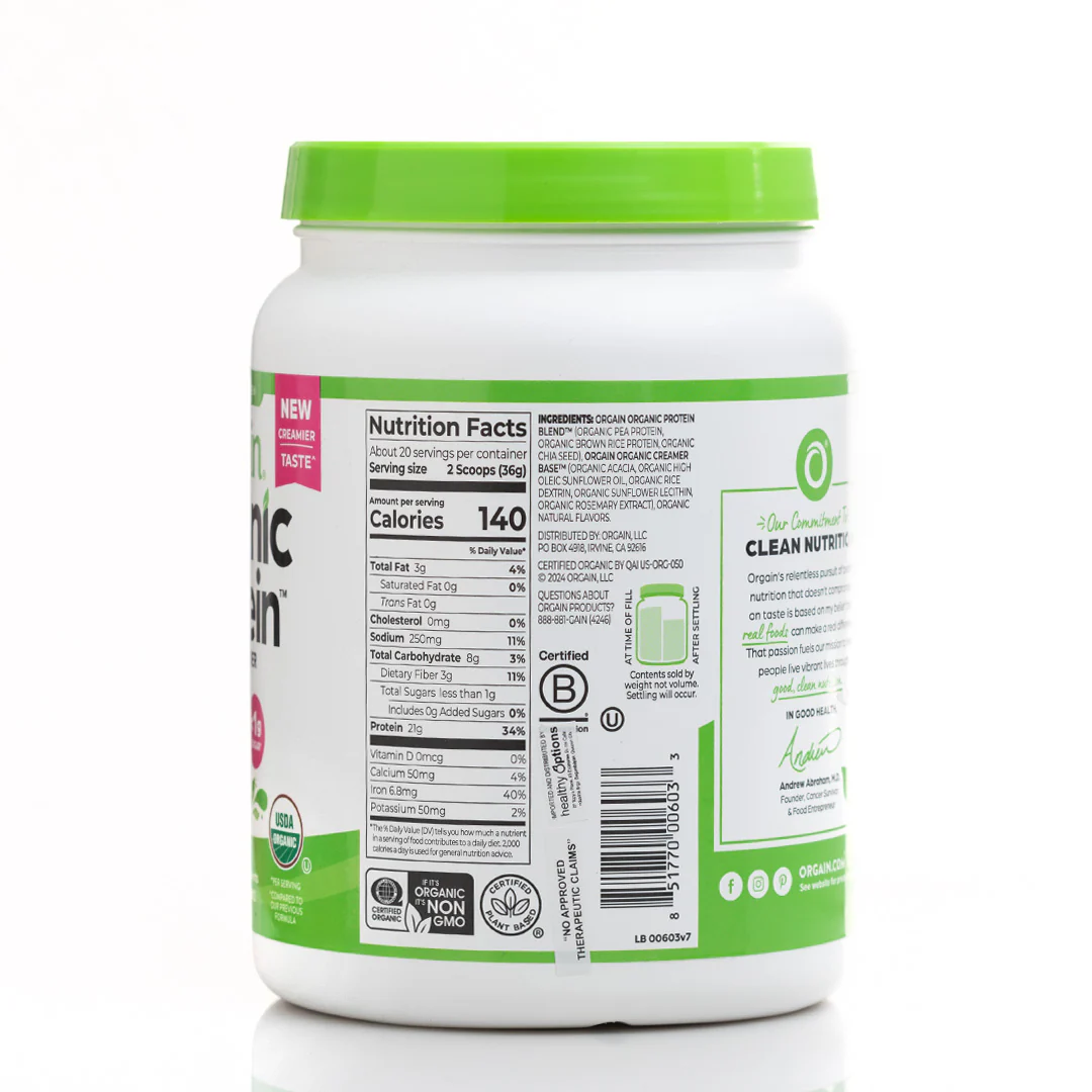 Orgain Plant-Based Organic Protein Powder Natural Unsweetened 720g - Image 2