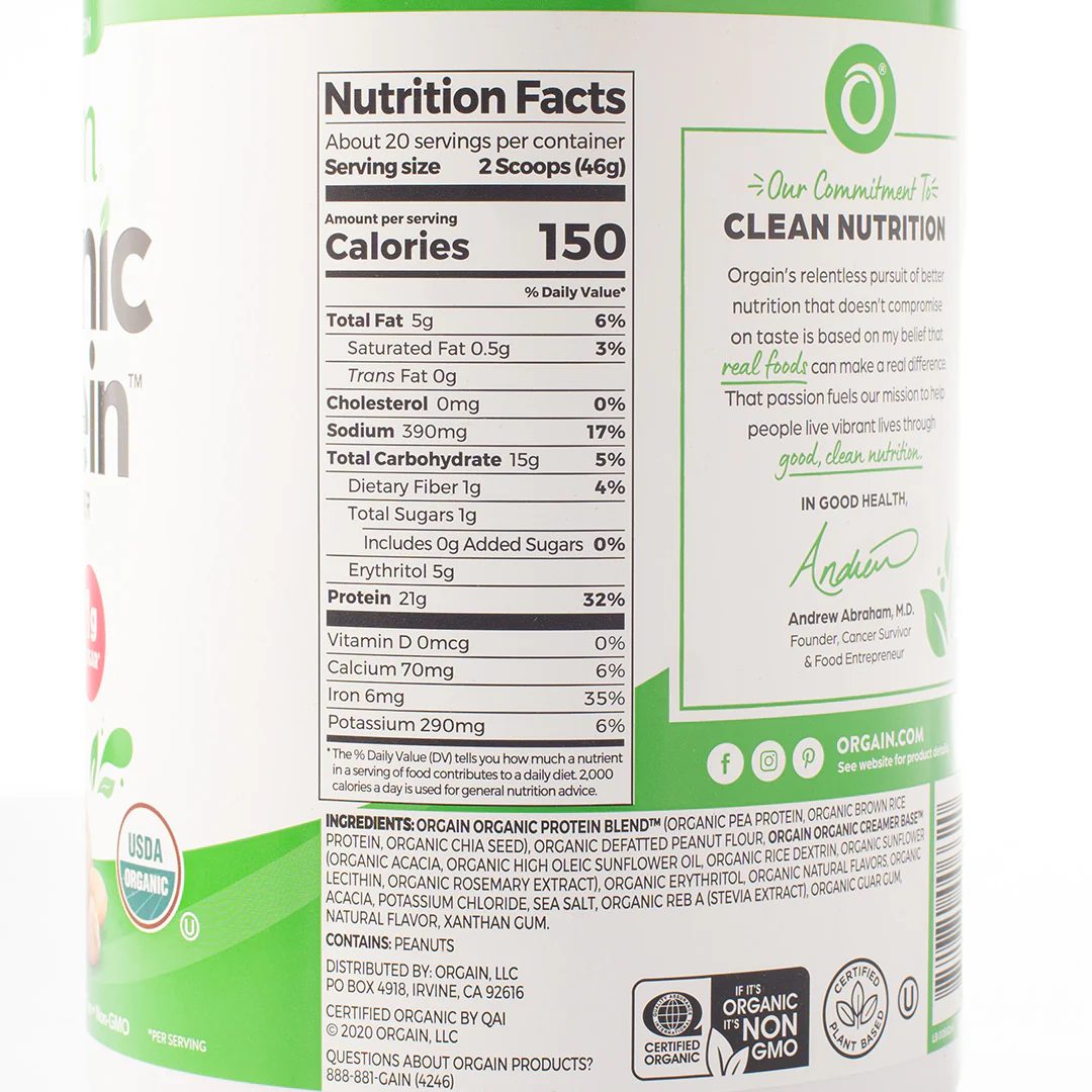 Orgain Plant-Based Organic Protein Powder Peanut Butter 920g - Image 2