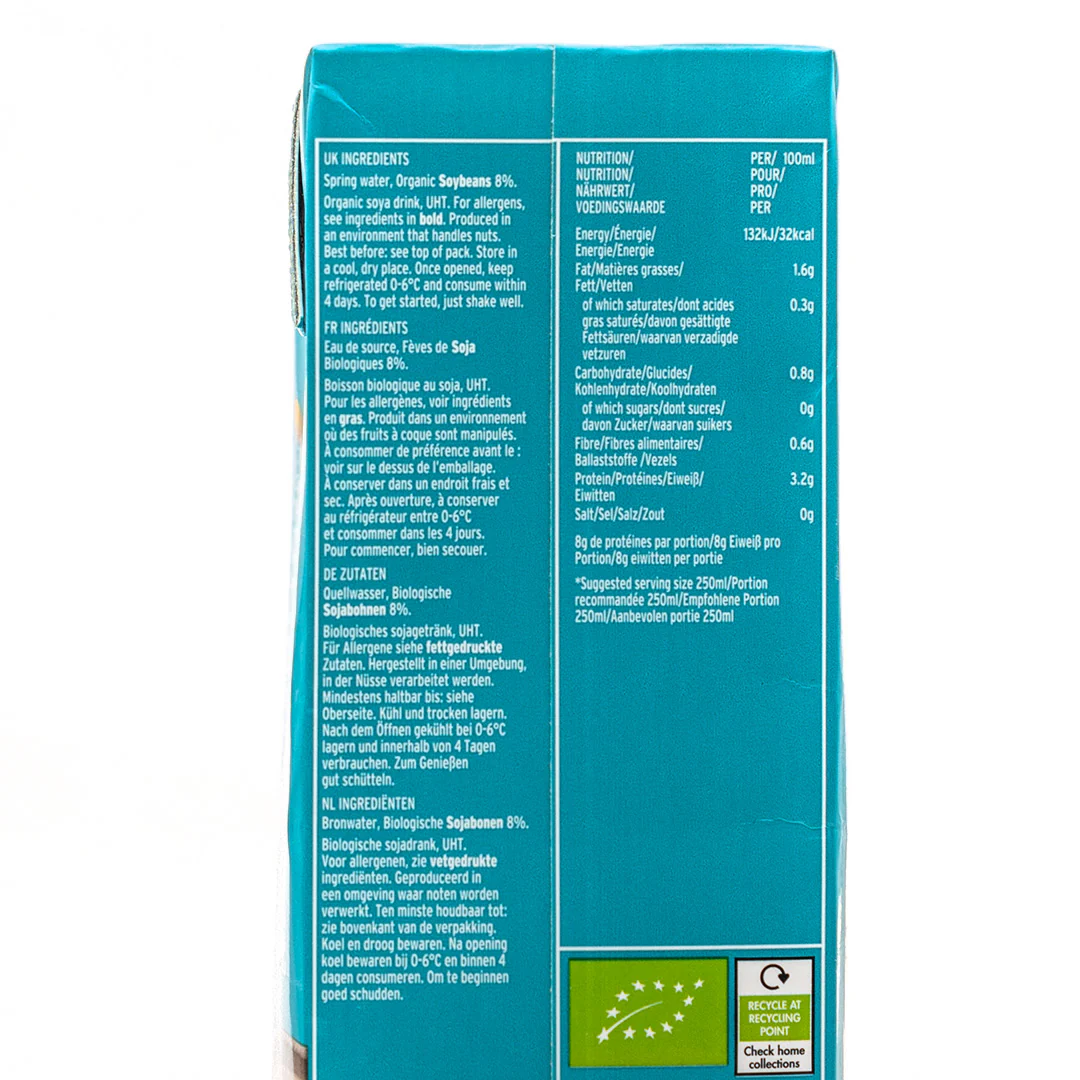 Plenish Organic Unsweetened Soya Milk 1L - Image 2