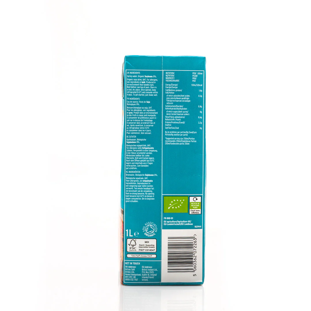 Plenish Organic Unsweetened Soya Milk 1L - Image 3
