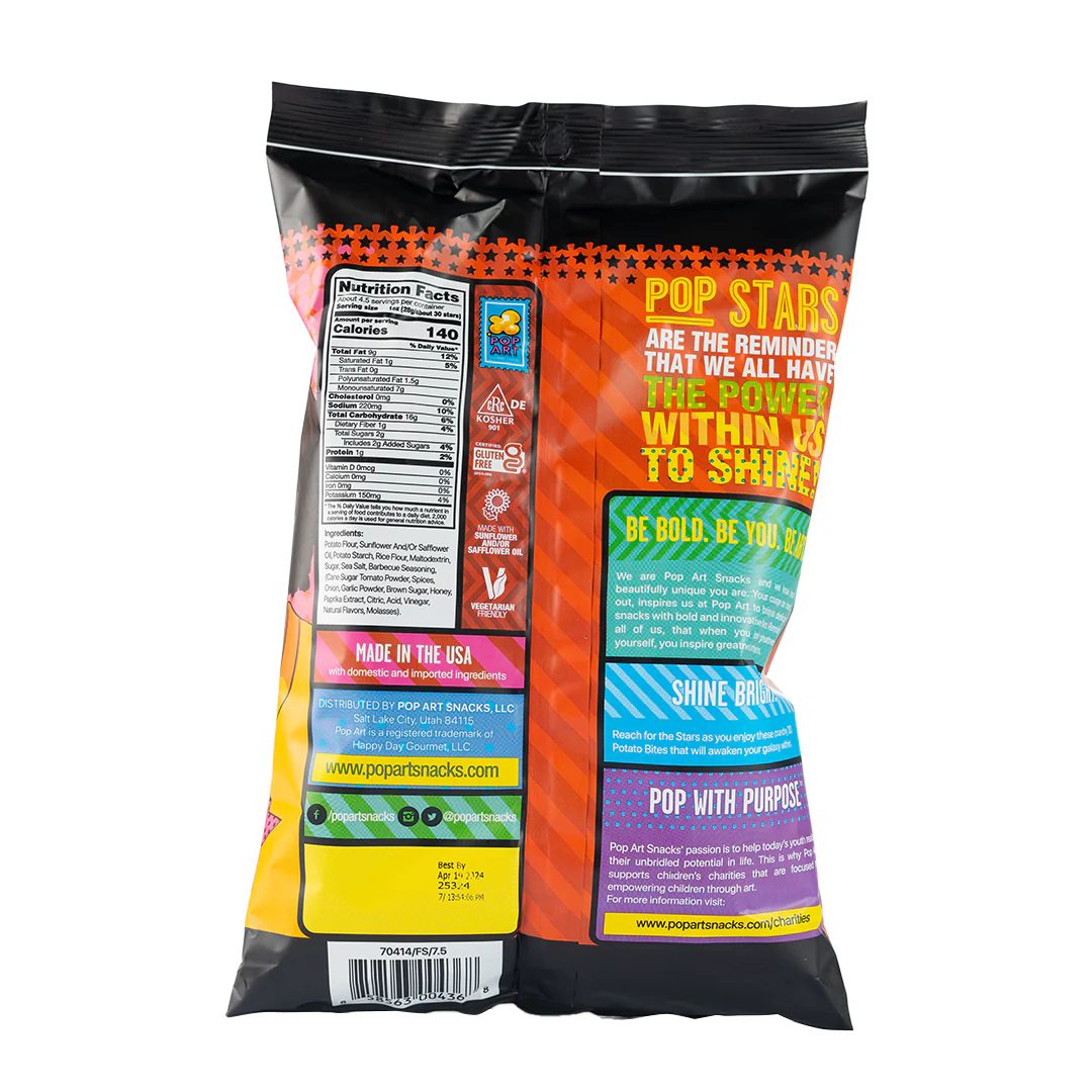 Pop Art Pop Stars Barbecue Potato Bites 128g - Image 3