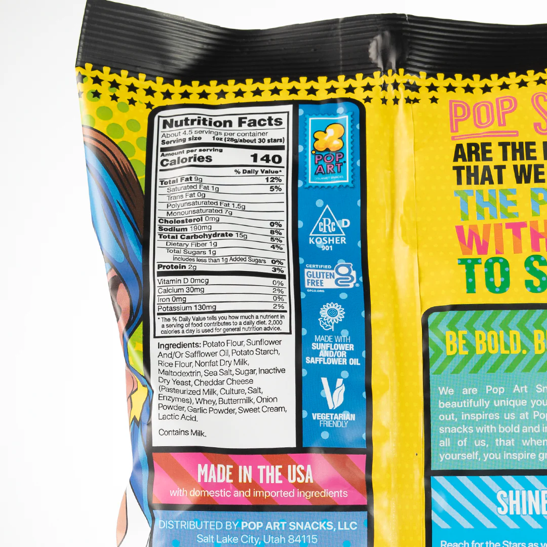 Pop Art Pop Stars White Cheddar Potato Bites 128g - Image 2