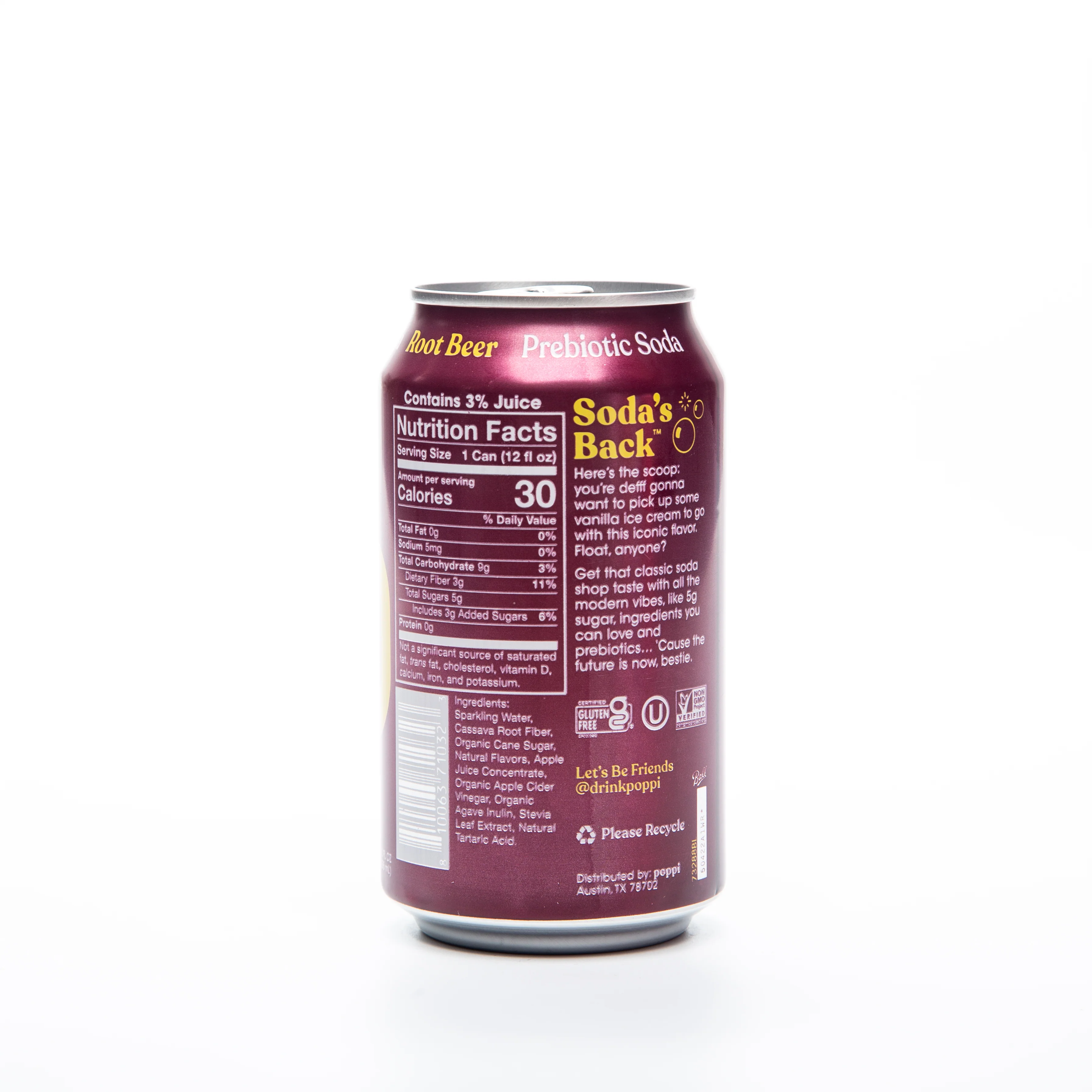 Poppi Root Beer Prebiotic Soda 355ml - Image 3
