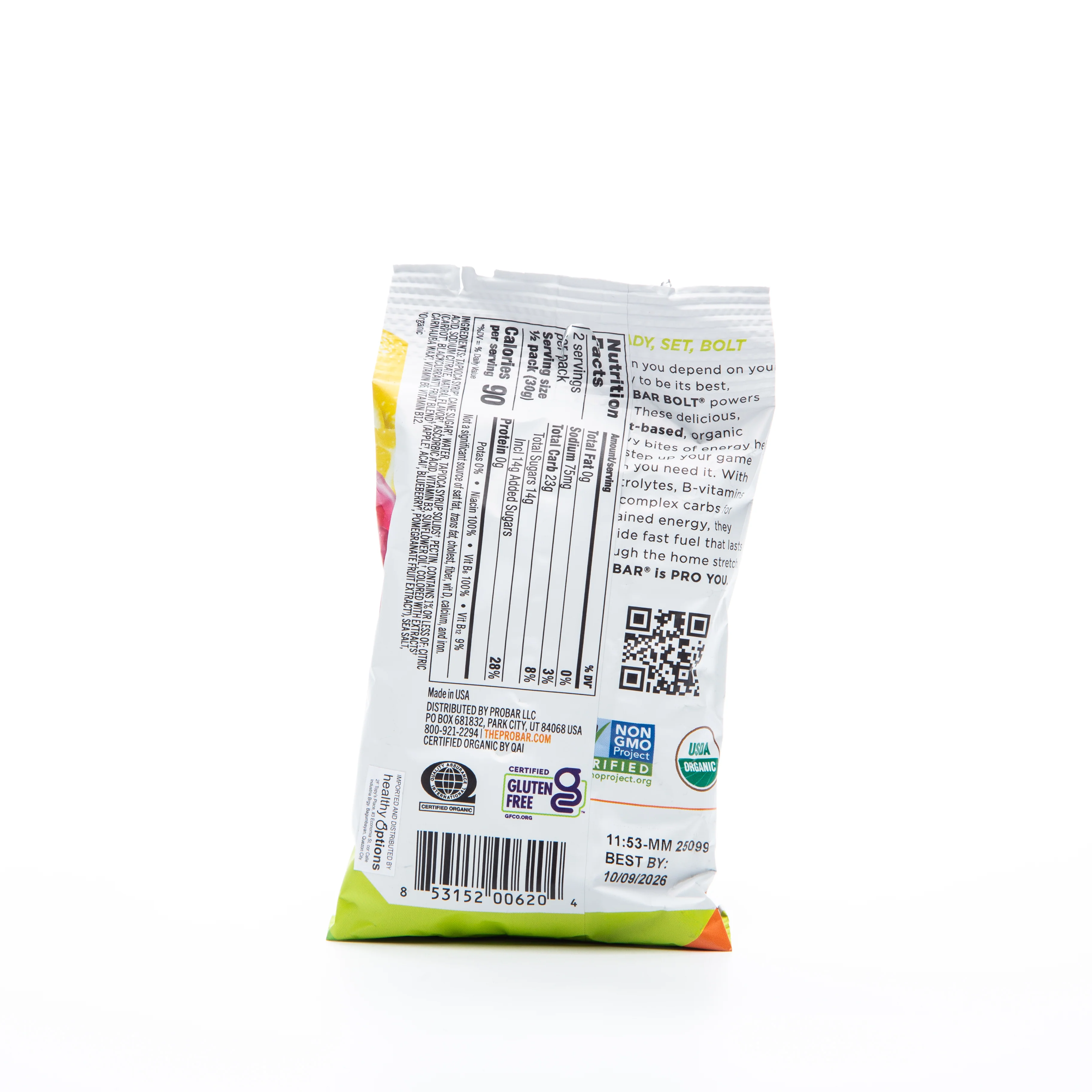 Pro Bar Organic Bolt Pink Lemonade Energy Chews 60g - Image 2