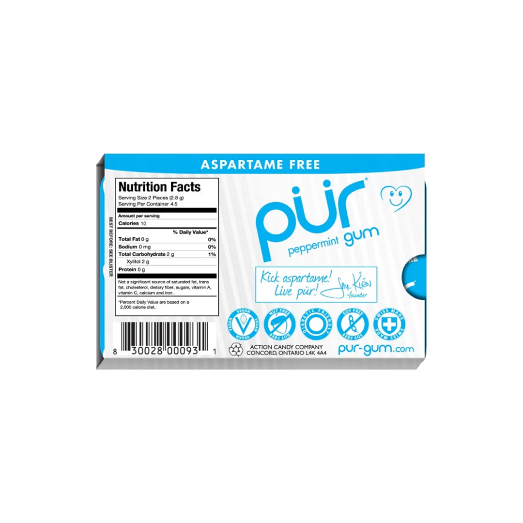 Pur Gum Peppermint 9 Chewing Gum Pieces - Image 2