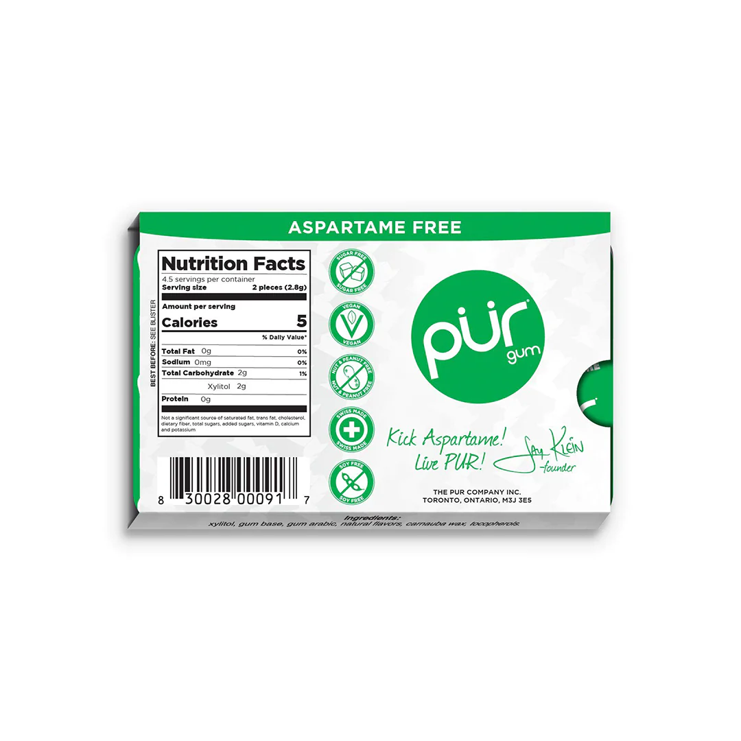 Pur Gum Spearmint 9 Chewing Gum Pieces - Image 2