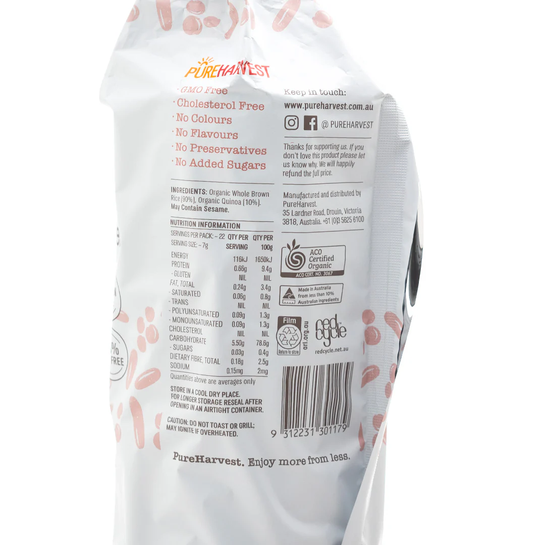 Pure Harvest Organic Rice Cakes Thin with Quinoa 150g - Image 2