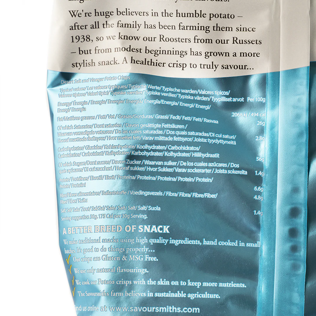 Savoursmiths Desert Salt And Vinegar Potato Crisps 150g - Image 2