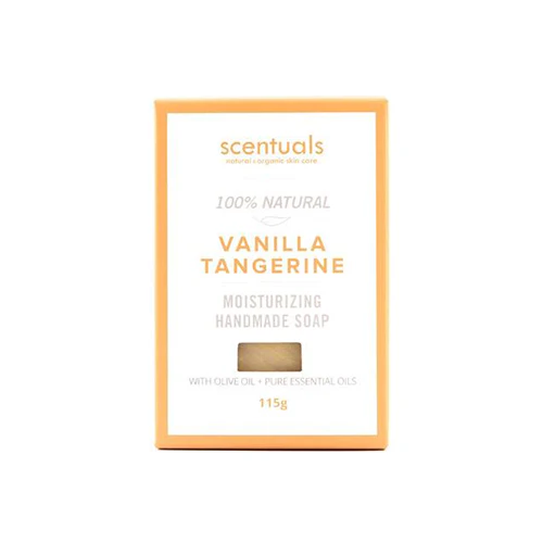 Scentuals 100% Natural Vanilla Tangerine Moisturizing Handmade Soap with Olive Oil + Pure Essential Oils 115g