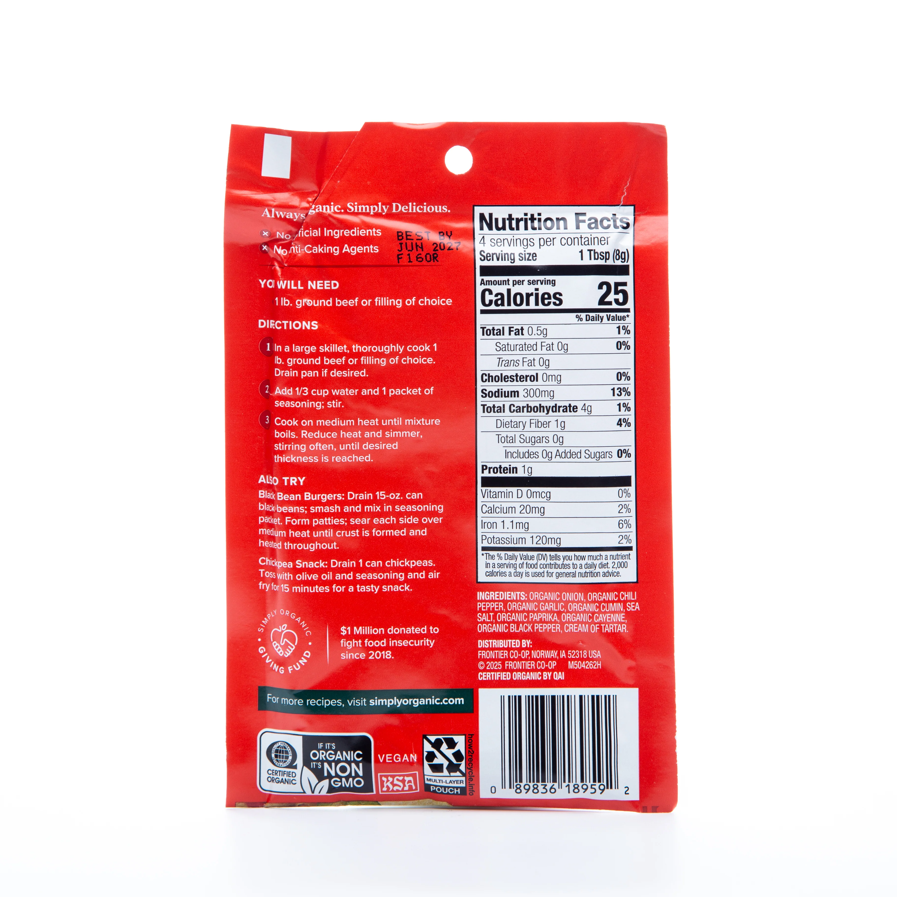Simply Organic Spicy Taco Seasoning Mix 32g - Image 2