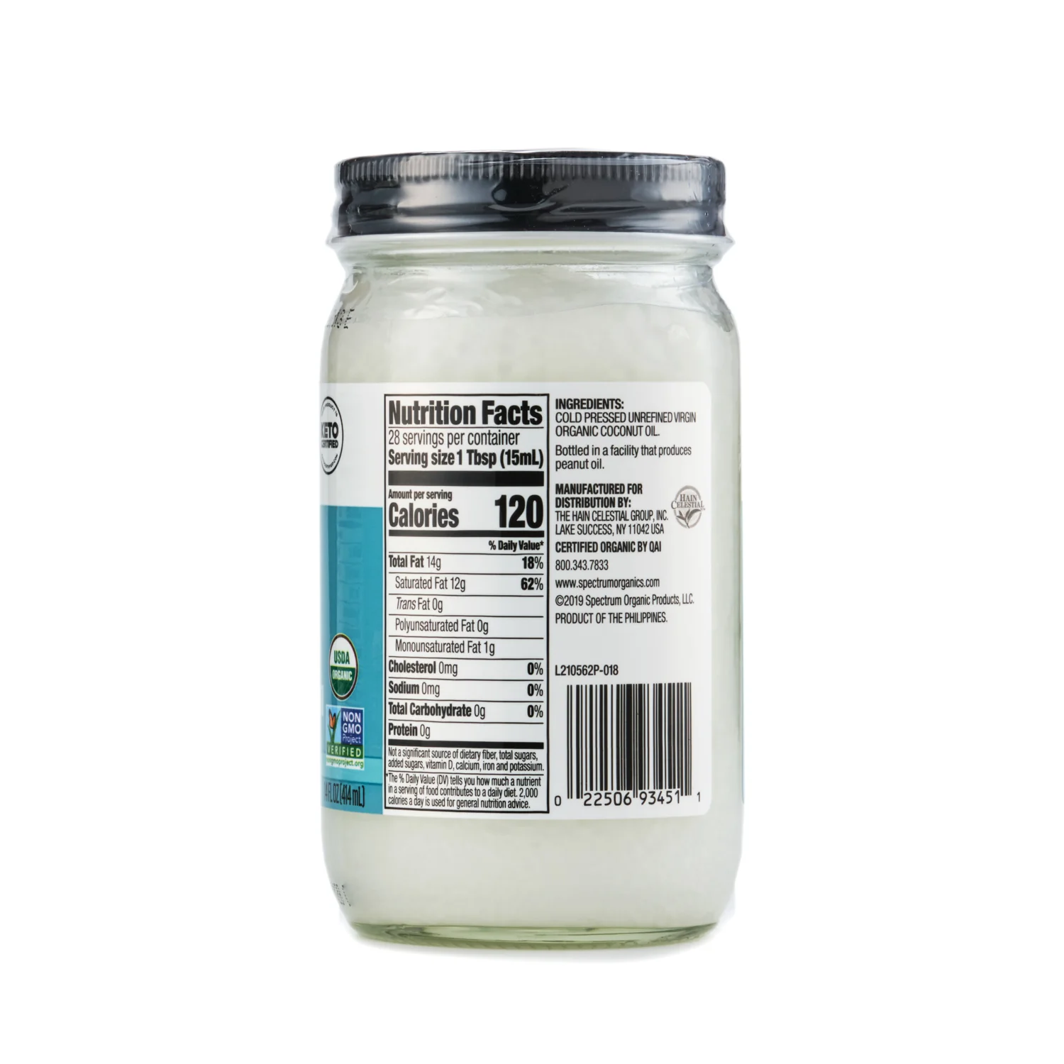 Spectrum Organic Virgin Coconut Oil Unrefined 414mL - Image 2