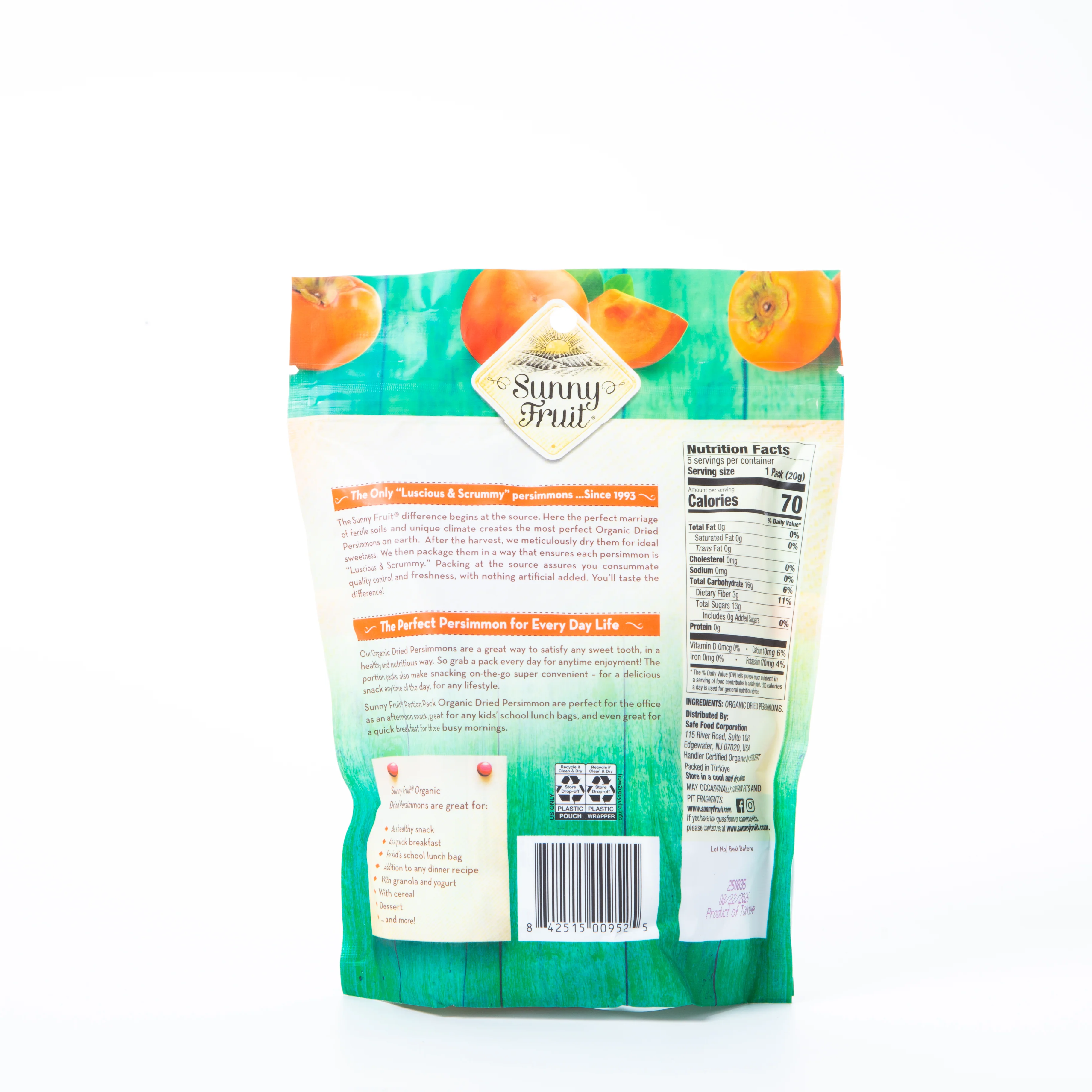 Sunny Fruit Organic Dried Persimmons 100g - Image 2
