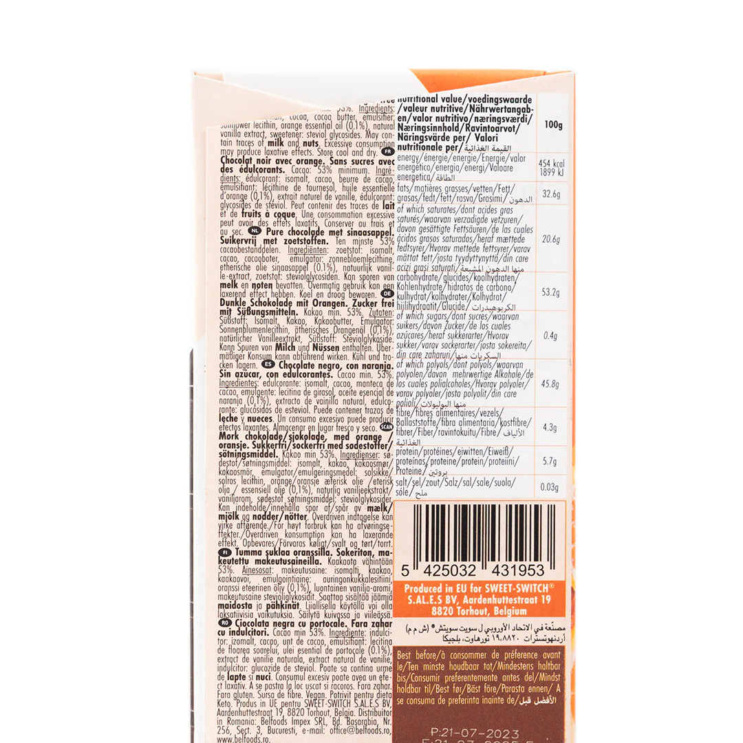 Sweet Switch Dark and Orange Chocolate Bar 100g - Image 3